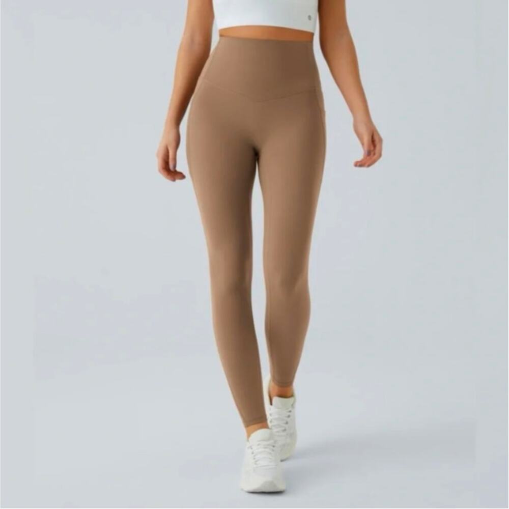 HALARA Small 7/8 Brown UltraSculpt High Waisted Pocket Leggings Athleisure D8-7